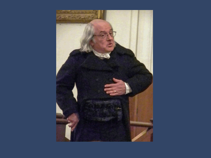 Mr. Gallatin (Ron Duquette) speaking at the Bradford House, Washington, PA on March 18, 2016. Photo courtesy Mr. J. Pizczor. Copyright 2016. All rights reserved.